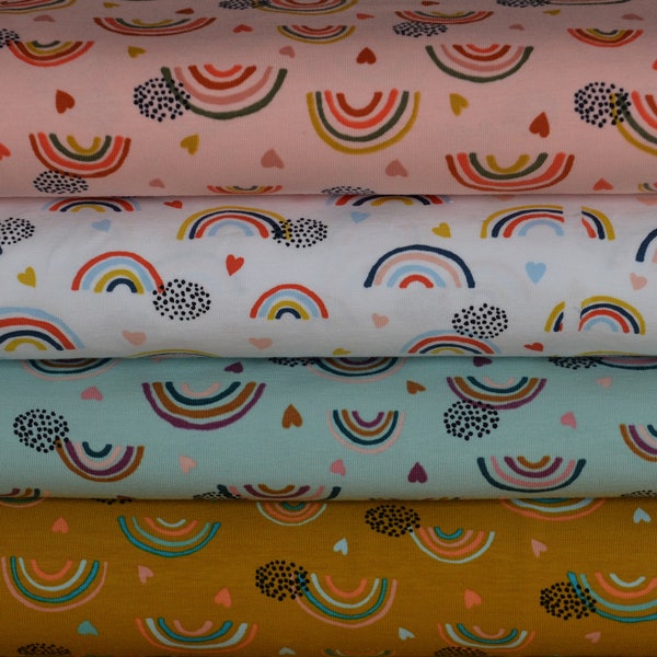 Fabric Jersey Rainbow Children's Fabric GOTS Organic Cotton Hearts Colorful Printed LIJO Color Selection