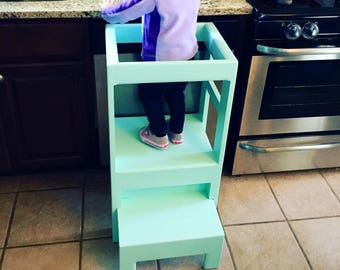 Children's Toddler Infant Interactive Kitchen Play Step Stool Helper Counter High, you pick color!