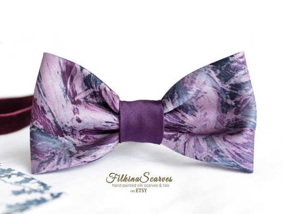 Paisley Mens Self Loop Bow Tie Wedding Prom Pink Purple Adjustable Bowtie