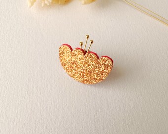 Copper and gold cloud brooch, PAILLETTE model, 24K fine gold