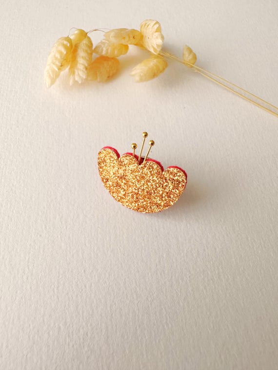 Copper and gold cloud brooch, PAILLETTE model, 24K fine gold