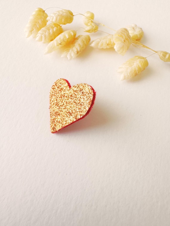 Copper heart brooch, PAILLETTE heart model