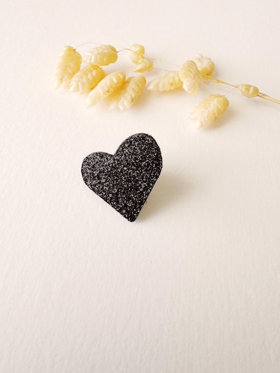 Black heart brooch, SEQUIN heart model