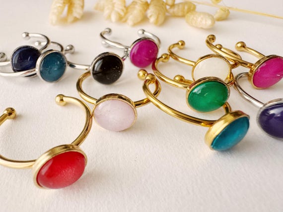 Adjustable stackable ring, 8mm round, available in various colors: gold and silver, gold and silver, stainless steel