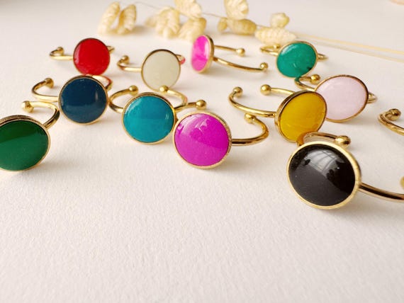 Bague réglable empilable couleur au choix, ronde 10mm, modèle JOE10, couleur au choix, doré argenté, or argent, acier inoxydable