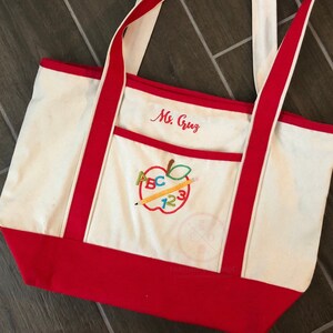 Personalized canvas tote,Teachers Tote,Teachers Bag,Embroidered tote,monogrammed tote, bridesmaid gift, Beach bag