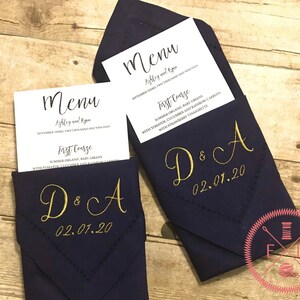 2 Custom Embroidered Bride and Groom Napkins Personalized Christmas Napkins Wedding Dinner Hemstitch Thanksgiving napkins