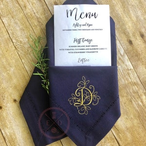 4 Custom Embroidered Napkins Personalized Christmas Napkins Wedding Dinner Hemstitch Thanksgiving napkins