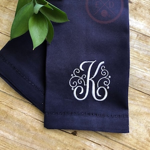 4 Custom Embroidered Napkins Personalized Christmas Napkins Wedding Dinner Hemstitch Thanksgiving napkins image 1