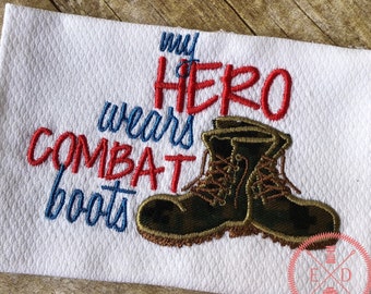 My hero wears combat boot Military shirt Patriotic shirt or bodysuit Military Family Military T shirt
