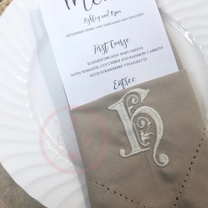 4 Custom Embroidered Napkins Personalized Christmas Napkins Wedding Dinner Hemstitch Thanksgiving napkins