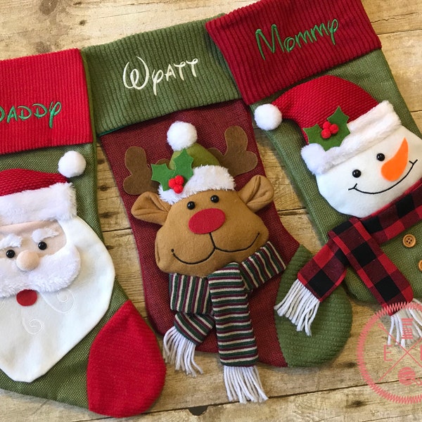 Personalized 3D Christmas stocking monogrammed christmas stocking , custom christmas stocking , personalized