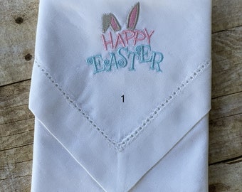 4 Custom Embroidered Napkins Personalized Easter Napkins