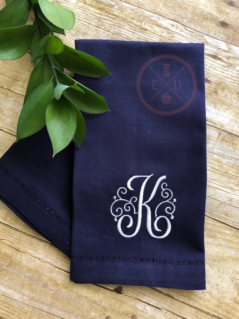 4 Custom Embroidered Napkins Personalized Christmas Napkins Wedding Dinner Hemstitch Thanksgiving napkins image 1