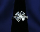 Vintage Sterling Silver Four Leaf Clover Ring, Sterling Silver 4 Leaf Clover Ring