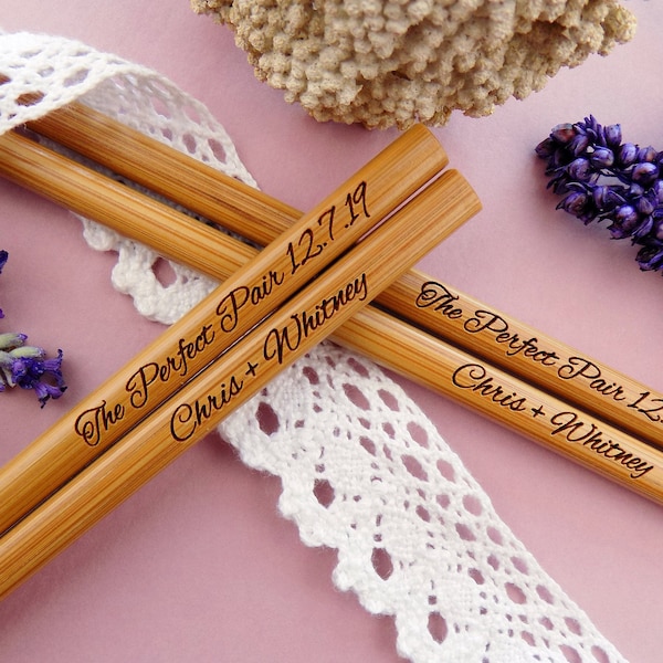 Personalized Bamboo Chopsticks, Engraved Wedding Favor, Table Decor, Housewarming Gift