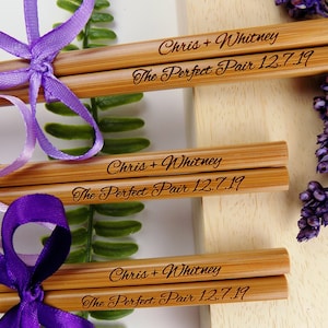 New personalized Chopsticks,Save the date, Wedding Favor Chopstick, Engraved Bamboo Chopsticks, Wedding Gift, Wedding Favors, Min.Order 30pr image 1