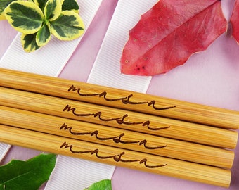 Sale! Engraved Chopsticks, Personalized Chopsticks, Bamboo Chopstick, Wedding Favors, Rustic Chopstick, Wedding logo, Min. Order 30pair