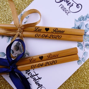 New personalized Chopsticks,Save the date, Wedding Favor Chopstick, Engraved Bamboo Chopsticks, Wedding Gift, Wedding Favors, Min.Order 30pr