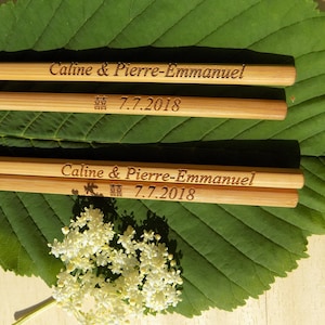 New Engraved Chopsticks, Personalized Chopsticks, Bamboo Chopstick, Double Happiness, Rustic Chopstick, Wedding Chopsticks, Min. Order 30pr