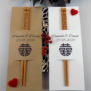 Bacchette personalizzate con cartoncino, Save the date, bomboniera, bacchette, regalo di nozze, bomboniere, invito di nozze, decorazione da tavolo