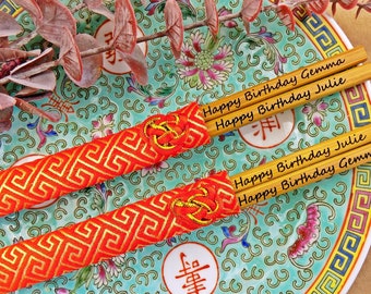 Engraved Bamboo Chopsticks: Personalized Wedding Favors