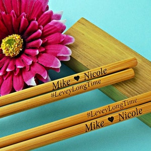 New Engraved Chopsticks, Personalized Chopsticks, Bamboo Chopstick, Wedding Favors, Rustic Chopstick, Wedding Chopsticks, Min. Order 30pr