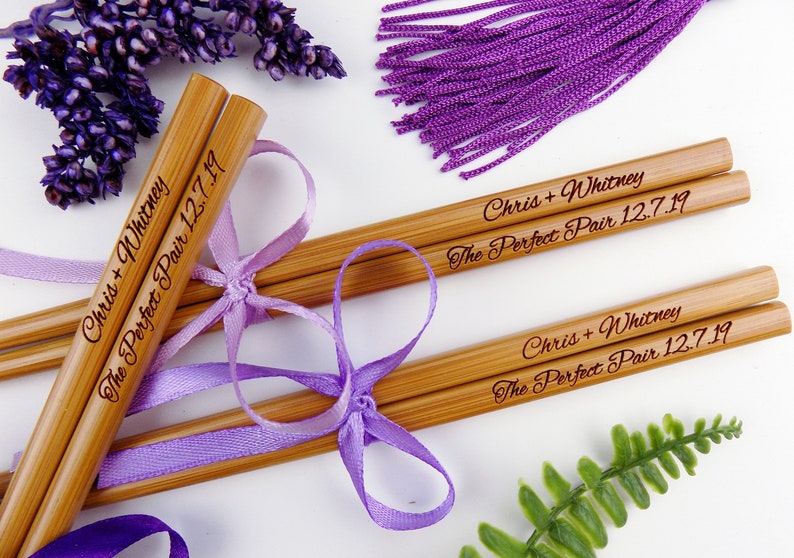 New personalized Chopsticks,Save the date, Wedding Favor Chopstick, Engraved Bamboo Chopsticks, Wedding Gift, Wedding Favors, Min.Order 30pr image 4