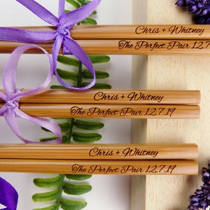 New personalized Chopsticks,Save the date, Wedding Favor Chopstick, Engraved Bamboo Chopsticks, Wedding Gift, Wedding Favors, Min.Order 30pr image 6