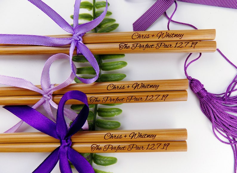 New personalized Chopsticks,Save the date, Wedding Favor Chopstick, Engraved Bamboo Chopsticks, Wedding Gift, Wedding Favors, Min.Order 30pr image 2