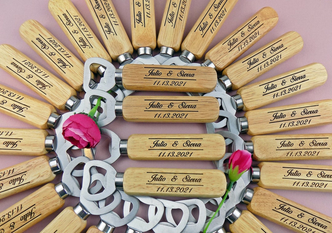 52 Ouvre-Bouteilles En Forme De Rose Vintage - Cadeau Mariage Souvenir Invités Avec Étiquettes Merci Et Porte-clés