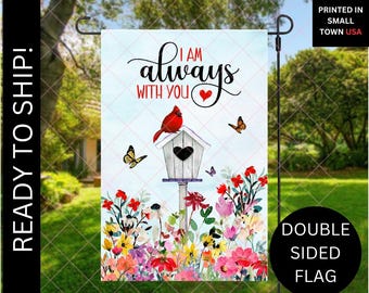 Cardinal I Am Always With You Floral Garden Flag - Summer Garden Flag - DOUBLE SIDED  Outdoor Yard Decor