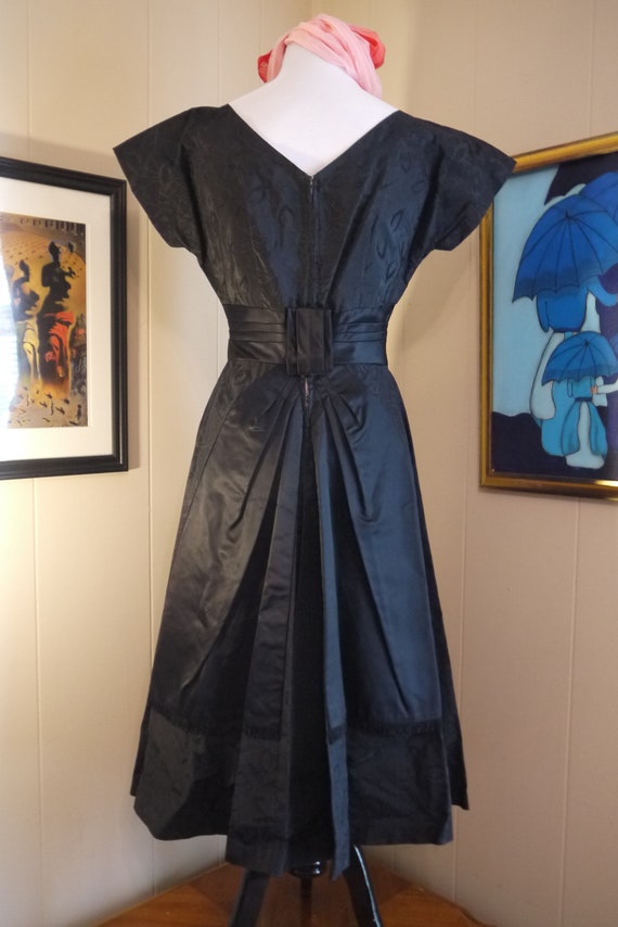 1950s/60s Black Brocade Cocktail Dress - image 4