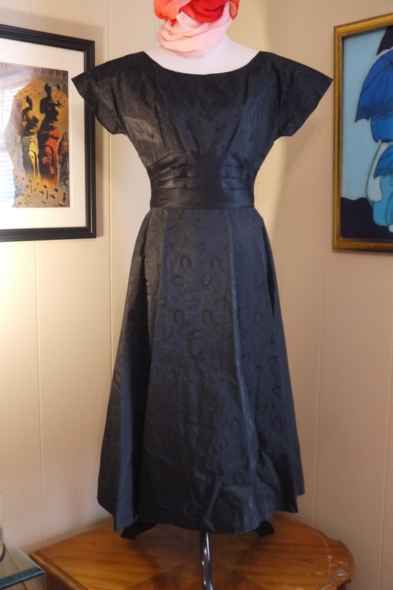 1950s/60s Black Brocade Cocktail Dress