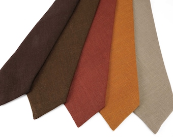 Variación de color de lino marrón para corbata de lino / elegir color marrón para corbata, pajarita, tirantes, pañuelo de bolsillo, gemelos del mismo color