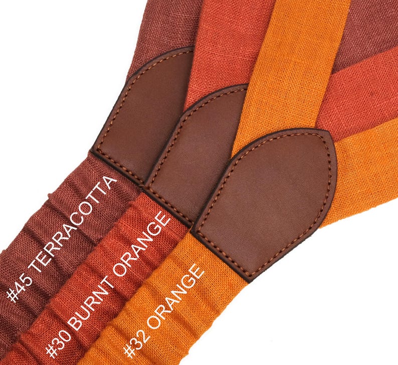 Mens Orange 100cm Suspenders & Matching Bow Tie & Pocket Square Set