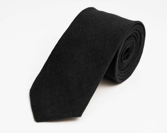 Cravate noire pour mariage / - Cravate noire pour garçons d'honneur / Pochette noire avec cravate / Cravate noire pour homme / Cravate noire pour homme