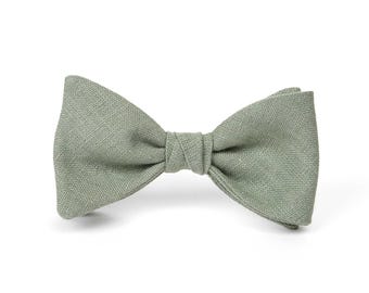 Butterfly Eucalyptus Green Linen Bow Tie