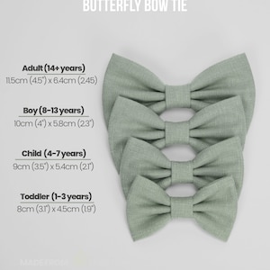 Light sage green color linen bow tie, suspenders completed with genuine leather comes in men's, boy's, Child's size. Sage green bow tie zdjęcie 4