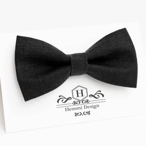 Black Linen Bow Tie For Wedding - Ceremony / Groomsmen / Men's / Boy's / Toddler's Black Linen Bow Tie