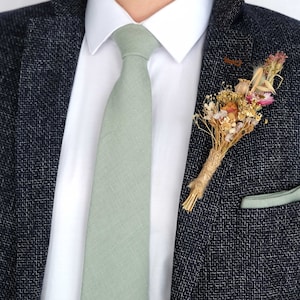 Corbata verde salvia claro, tirantes, pajarita, pañuelo de bolsillo para boda/corbata regular, corbata delgada Tirantes de tamaño de niño y adulto imagen 6