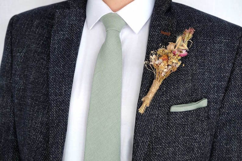 Corbata verde salvia claro, tirantes, pajarita, pañuelo de bolsillo para boda/corbata regular, corbata delgada Tirantes de tamaño de niño y adulto imagen 6