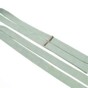 Light Sage Green Necktie, Suspenders, Bow tie, Pocket Square For Wedding / Regular Tie, Skinny Tie's Adult's and Boy's size Suspenders image 8