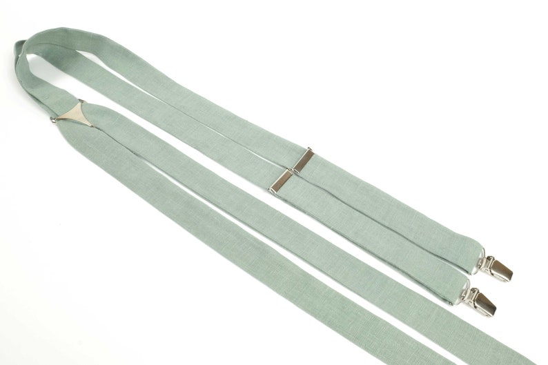 Light Sage Green Necktie, Suspenders, Bow tie, Pocket Square For Wedding / Regular Tie, Skinny Tie's Adult's and Boy's size Suspenders image 8