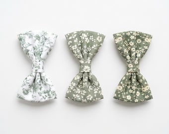 Sage Green Floral Cotton Bow Ties, 3 Green Color Variations, Wedding Bow Ties