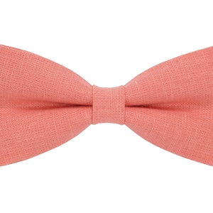 Coral Linen Bow Tie for wedding / linen bow tie for men / bow tie coral / bow tie for men  coral necktie, pocket square