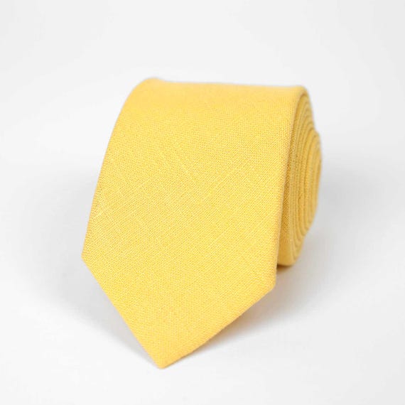 Cravatta Ascot Gialla 100% Cotone Per Uomo - Fatta A Mano Nel Regno Unito