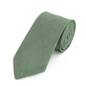 Sage Green Tie For Wedding / Tie For Groomsmen / Green Pocket Square With Necktie / Green Men's tie / Green Bow tie For Men image 1