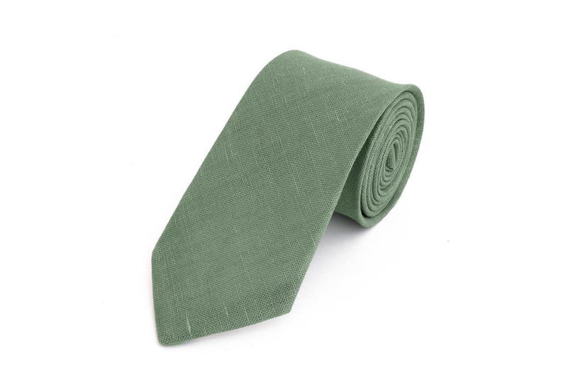 Sage Green Tie For Wedding / Tie For Groomsmen / Green Pocket Square With Necktie / Green Men's tie / Green Bow tie For Men image 1