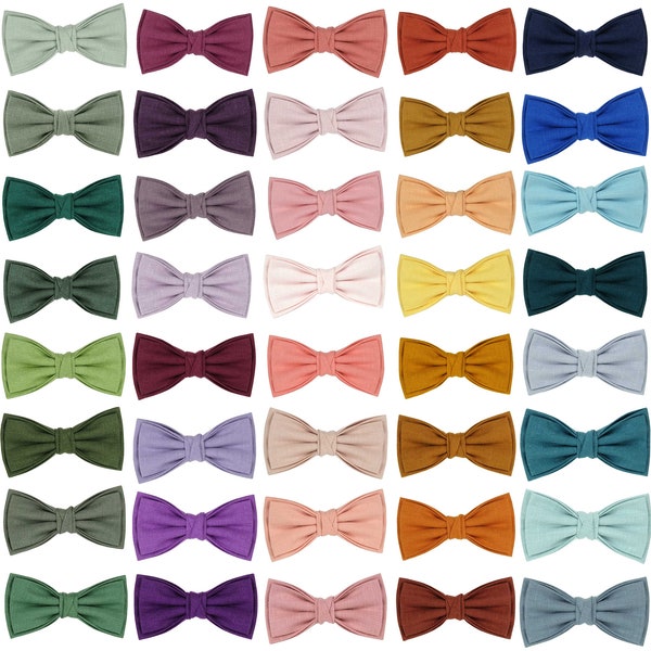 Linen bow ties in Blue, Orange, Green, Violet Colors. Sage green bow tie, Purple bow tie, Pink bow tie, Burnt orange bow tie color variation